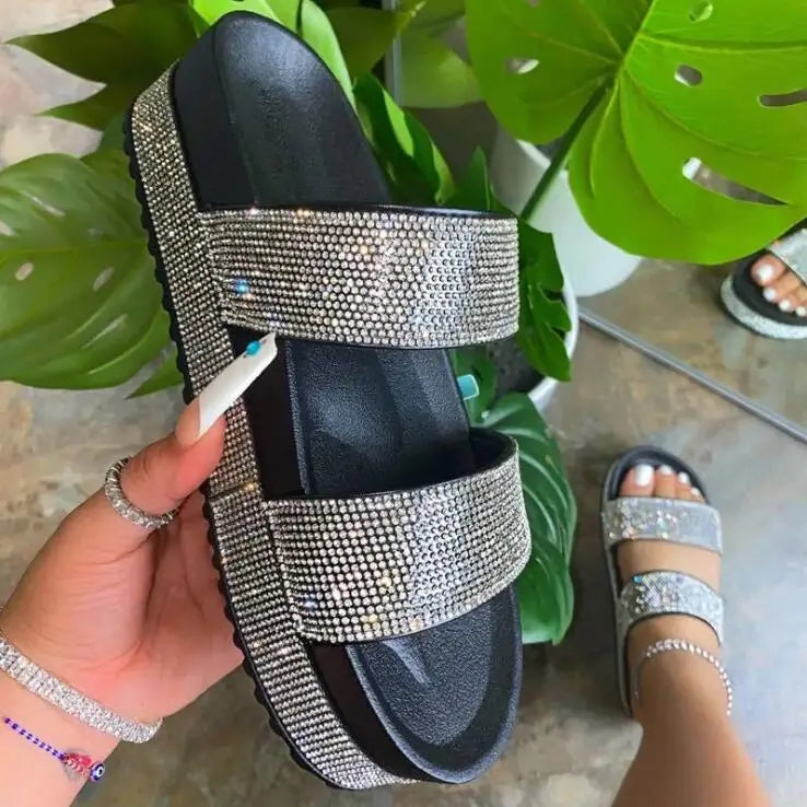 Wanda - Sandales à paillettes glamour et confortables pour femmes