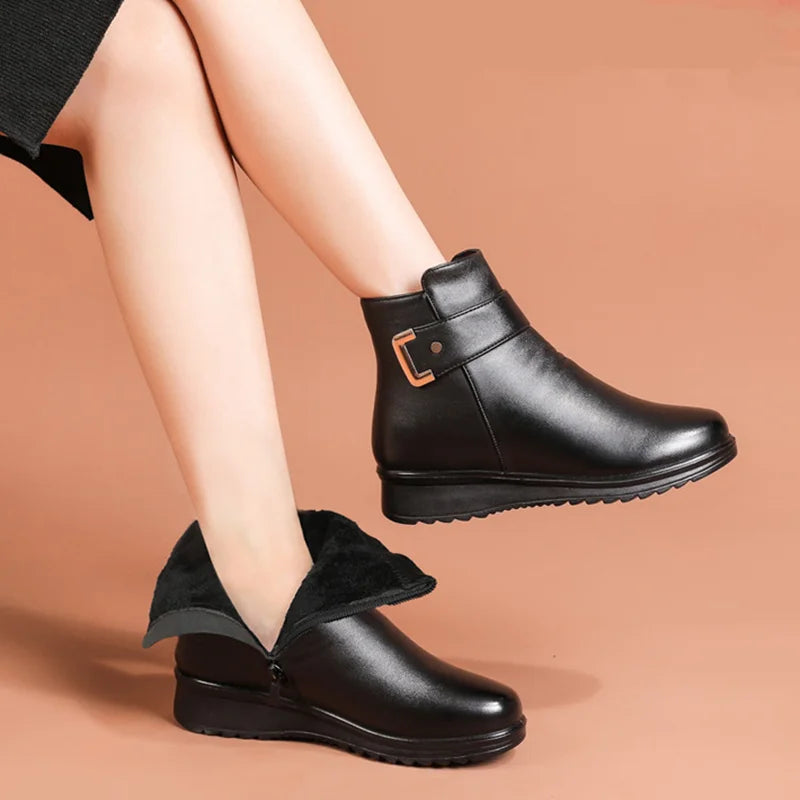 Bellevo | Bottes orthopédiques en laine pour femmes avec boucle en métal