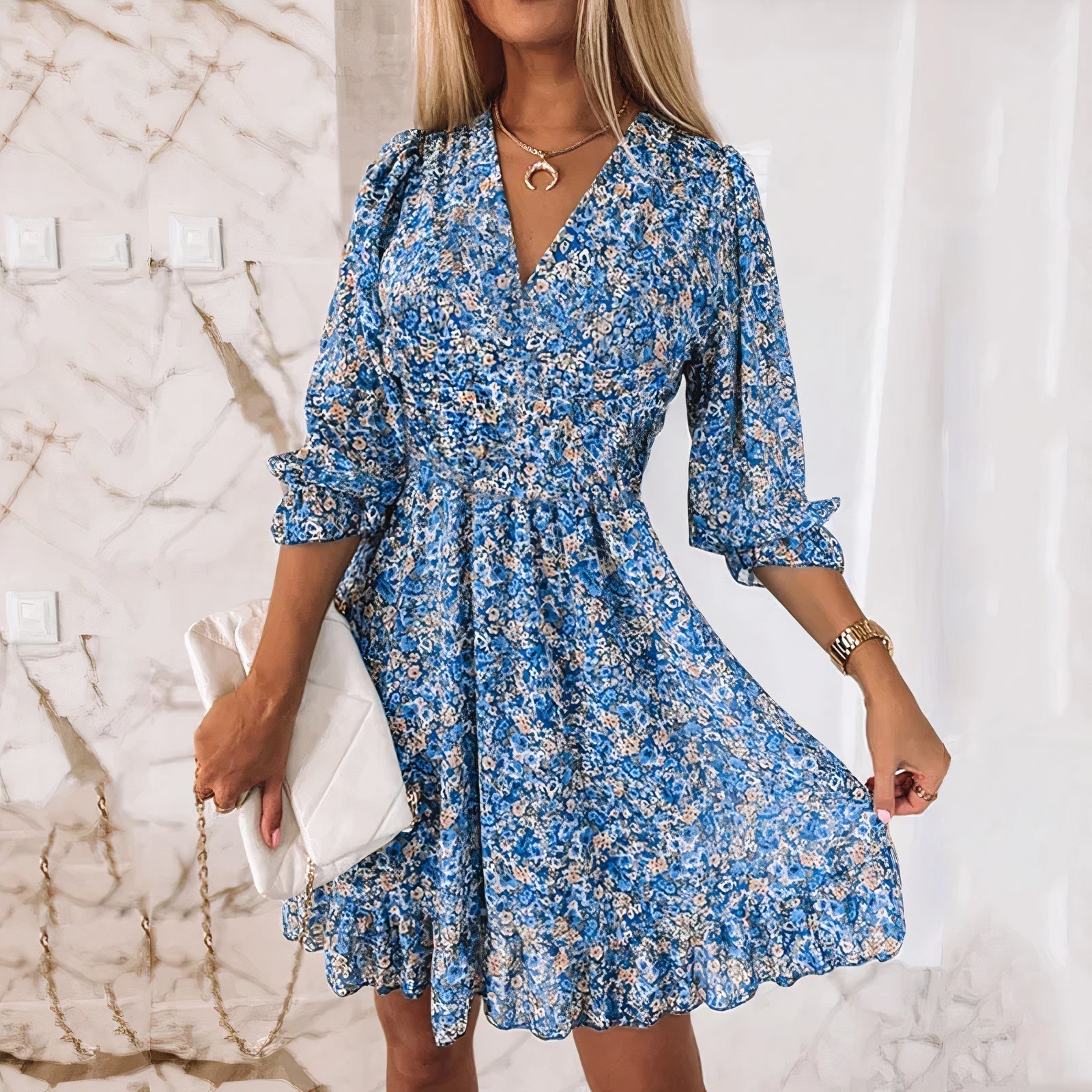 Soleil | Robe d'été avec Motifs Floraux et Tissu Confortable pour Femmes