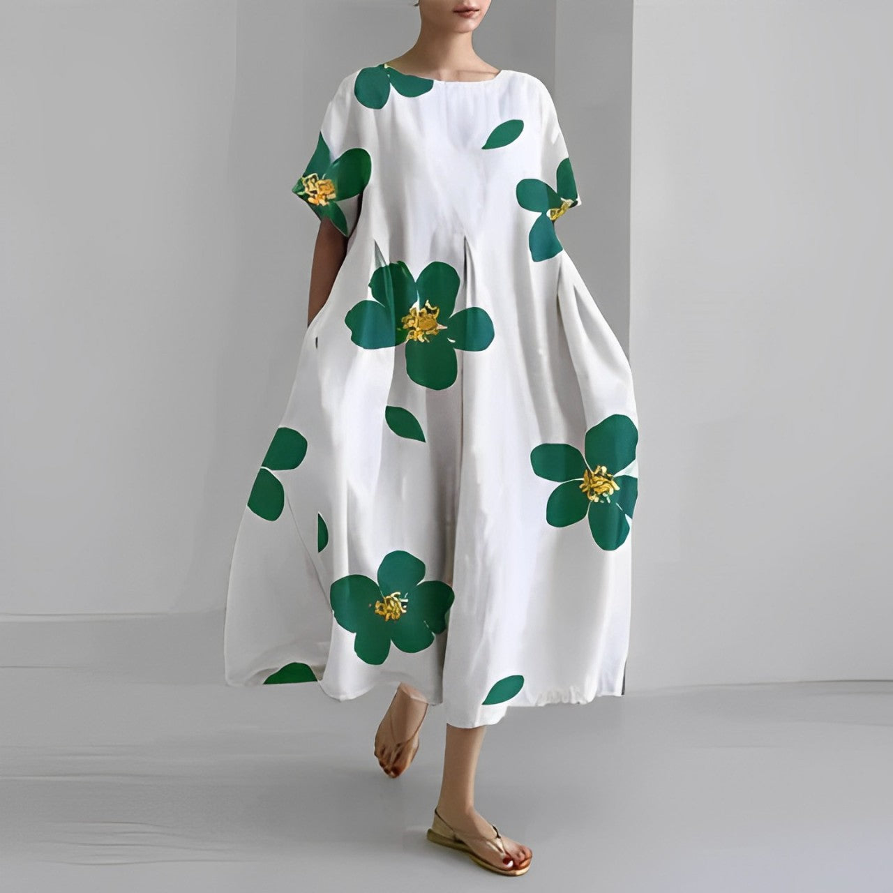 Amélie | Robe à Fleurs avec Imprimé Surdimensionné et Coupe Décontractée pour Femmes