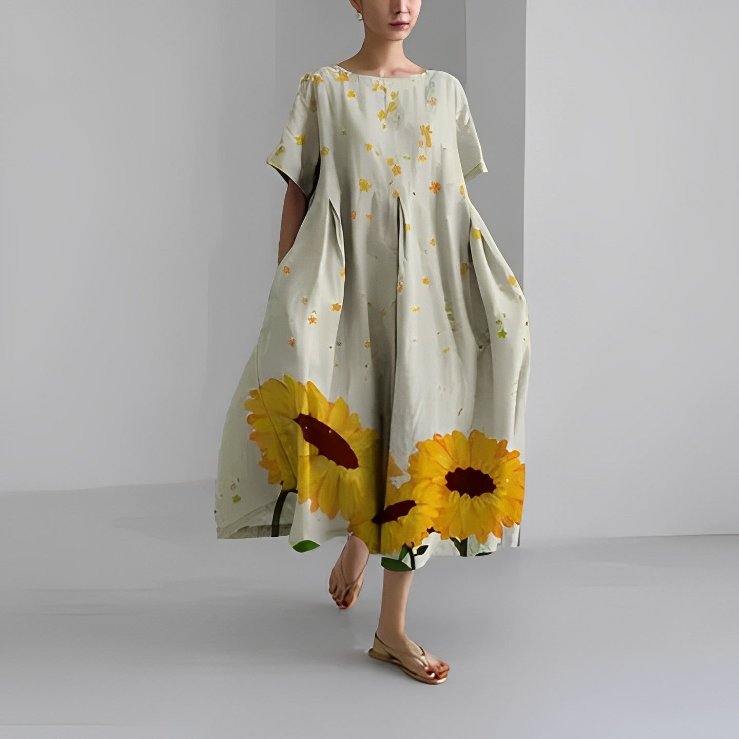 Amélie | Robe à Fleurs avec Imprimé Surdimensionné et Coupe Décontractée pour Femmes