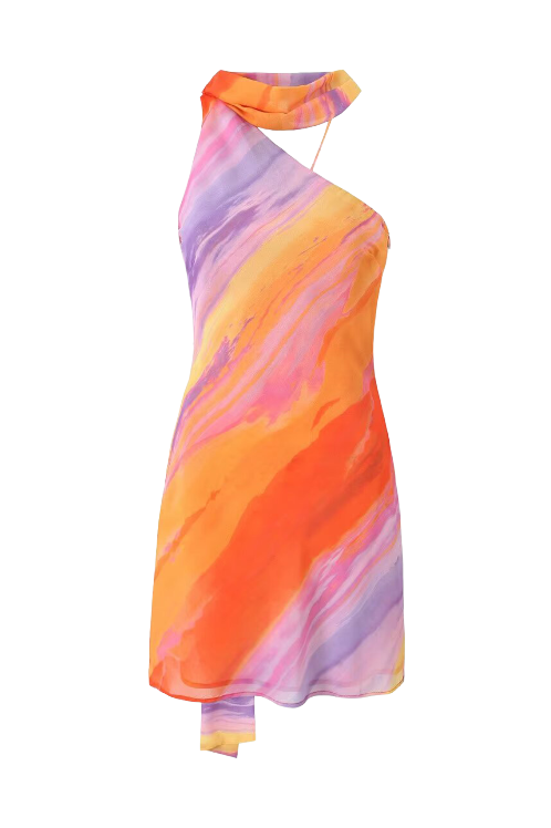 Sophie | Robe Courte avec Motif Tie-dye et Dos Nu pour Femmes