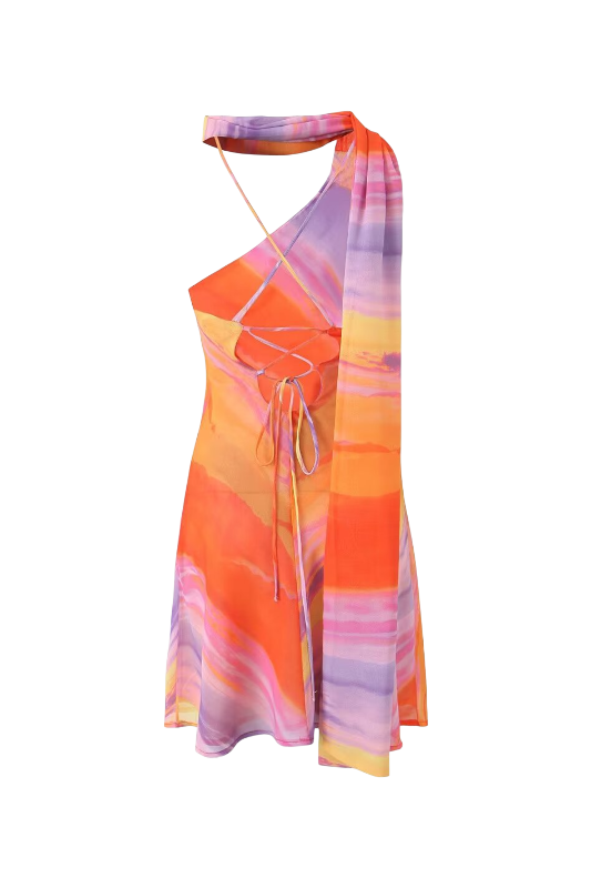 Sophie | Robe Courte avec Motif Tie-dye et Dos Nu pour Femmes