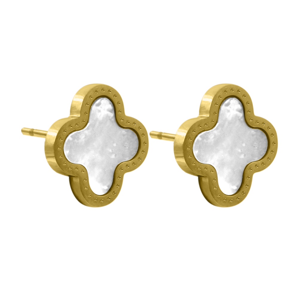 Céleste | Boucles d'oreilles avec Nacre Unique et Plaquage en Or 14 Carats pour Femmes