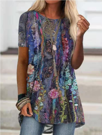 Chemise A Line Floral Fiber Art