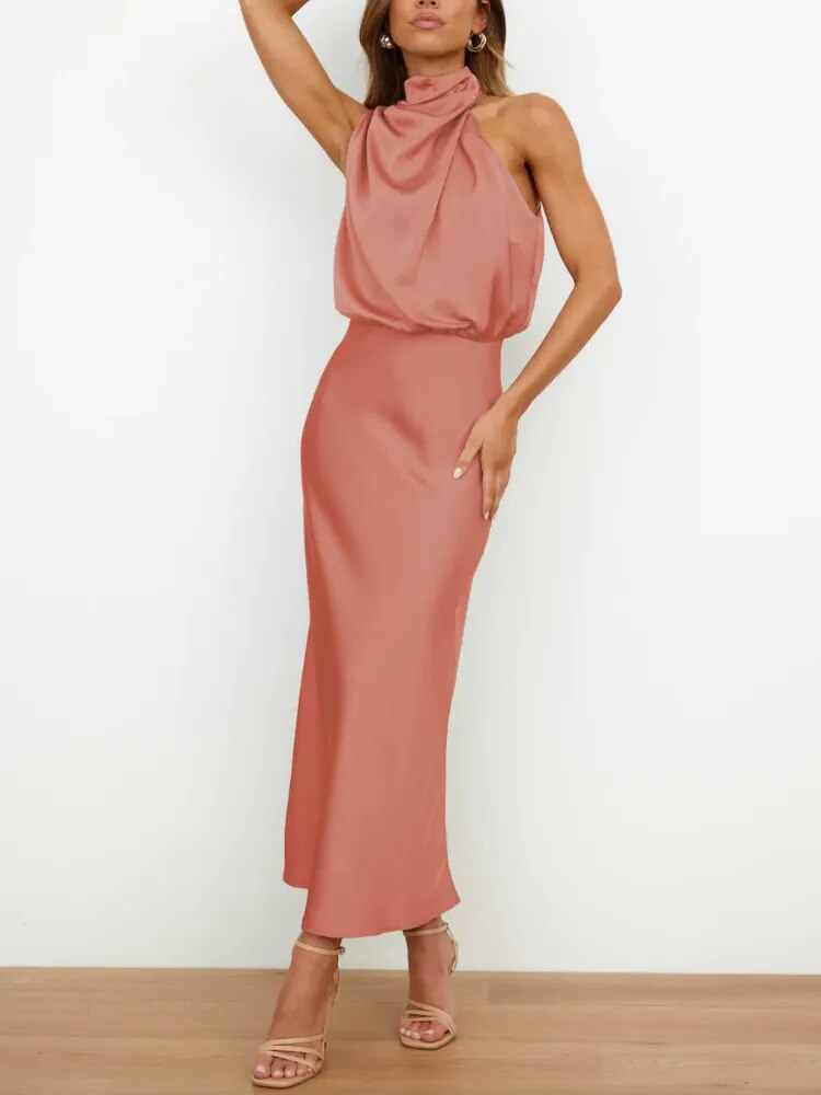 Céleste | Robe de Soirée en Satin avec Détails Élégants et Coupe Flottante pour Femmes