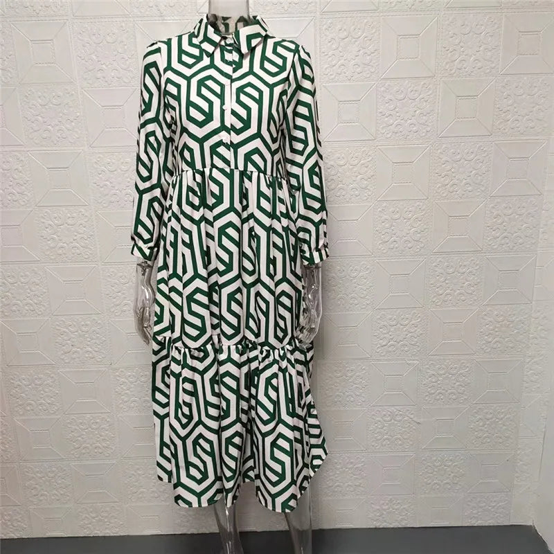 Breana - Robe à manches longues à motifs géométriques