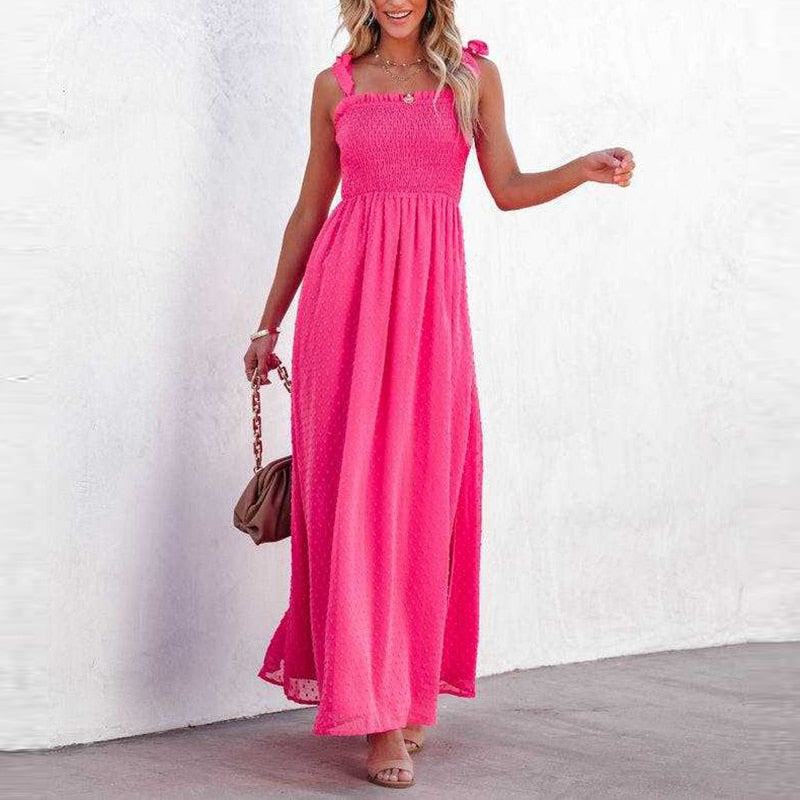 Liana | Robe Maxi Aérienne avec Motif à Pois et Coupe Confortable pour Femmes