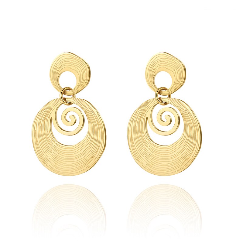 Boucles d'oreilles en acier inoxydable 316L avec pendentif rond en or