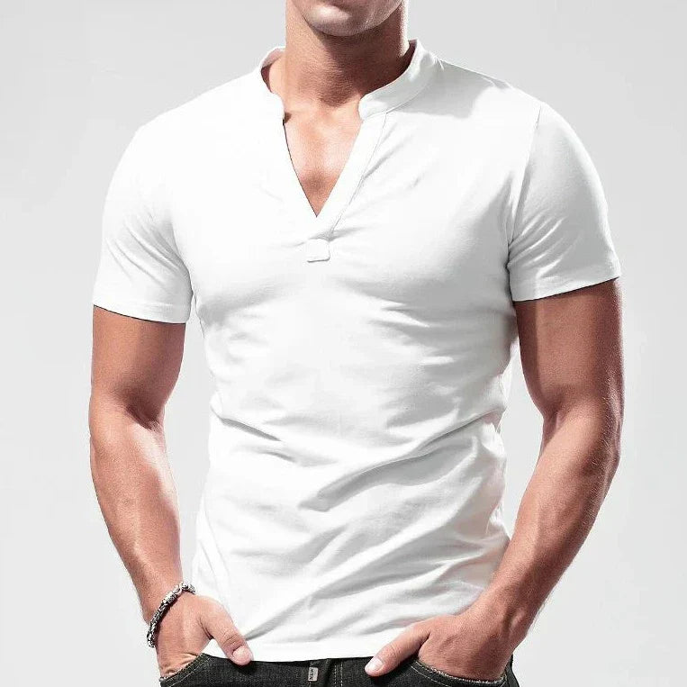 Ares | T-shirt Henley en Coton avec Technologie Anti-Sueur et Coupe Musclée pour Hommes