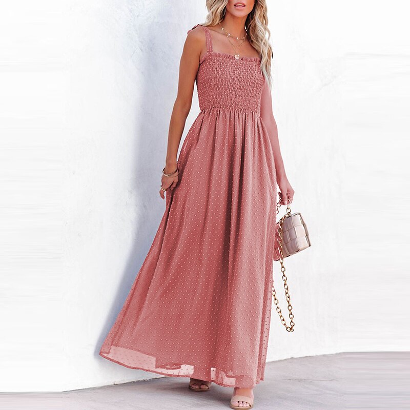 Liana | Robe Maxi Aérienne avec Motif à Pois et Coupe Confortable pour Femmes