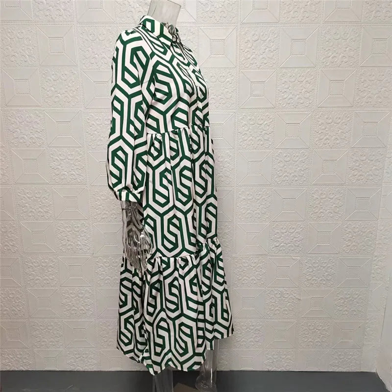 Breana - Robe à manches longues à motifs géométriques