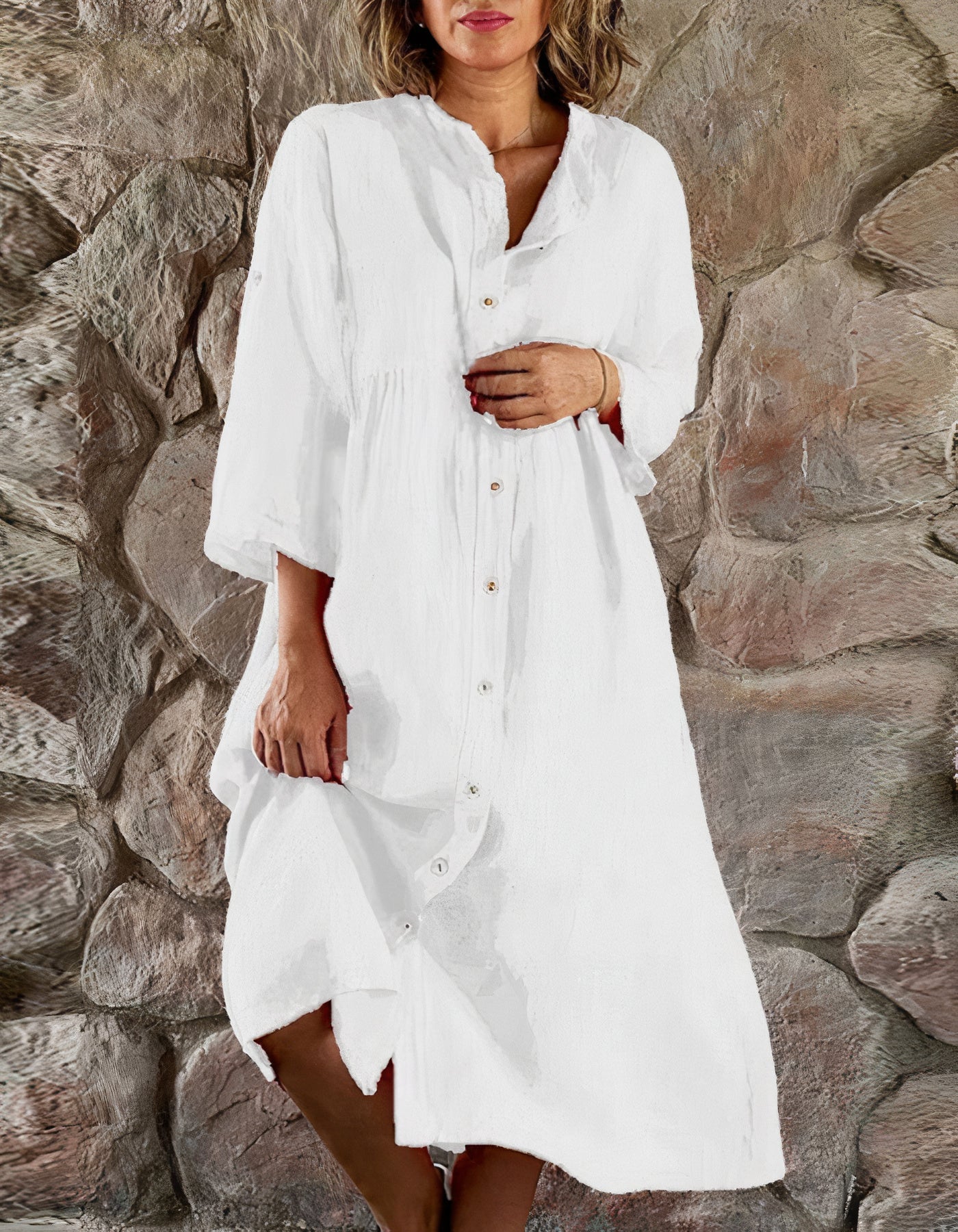 Bellevo | Robe de plage en coton et lin