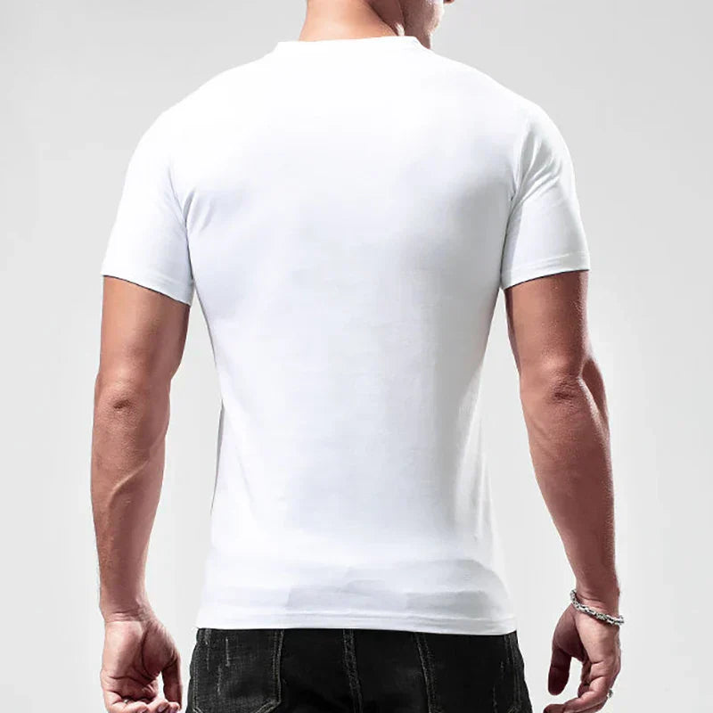 Ares | T-shirt Henley en Coton avec Technologie Anti-Sueur et Coupe Musclée pour Hommes