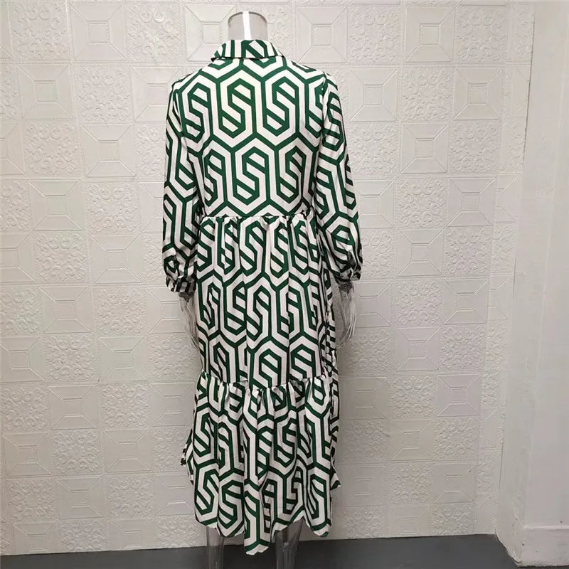 Breana - Robe à manches longues à motifs géométriques