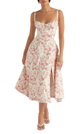 Gina - Robe bustier florale à taille moyenne