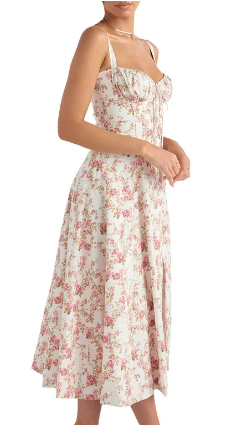 BelleRue - Robe bustier florale à taille moyenne