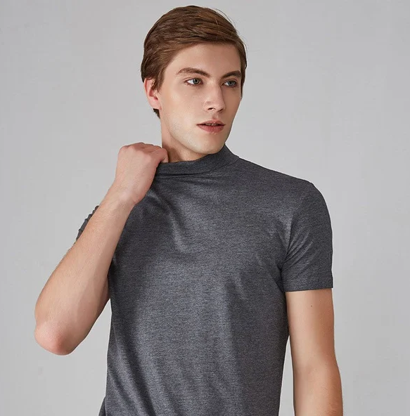 T-shirt anti-transpiration à col roulé pour homme