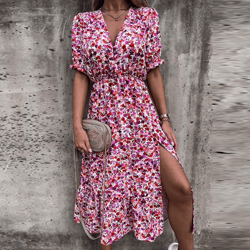 Zoey | Femme Robe à jupe fendue imprimée floral