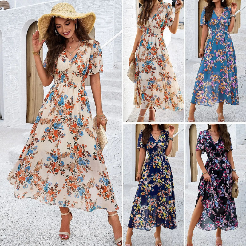 Camélia | Robe d'été avec Tissu Léger et Motif Floral pour Femmes