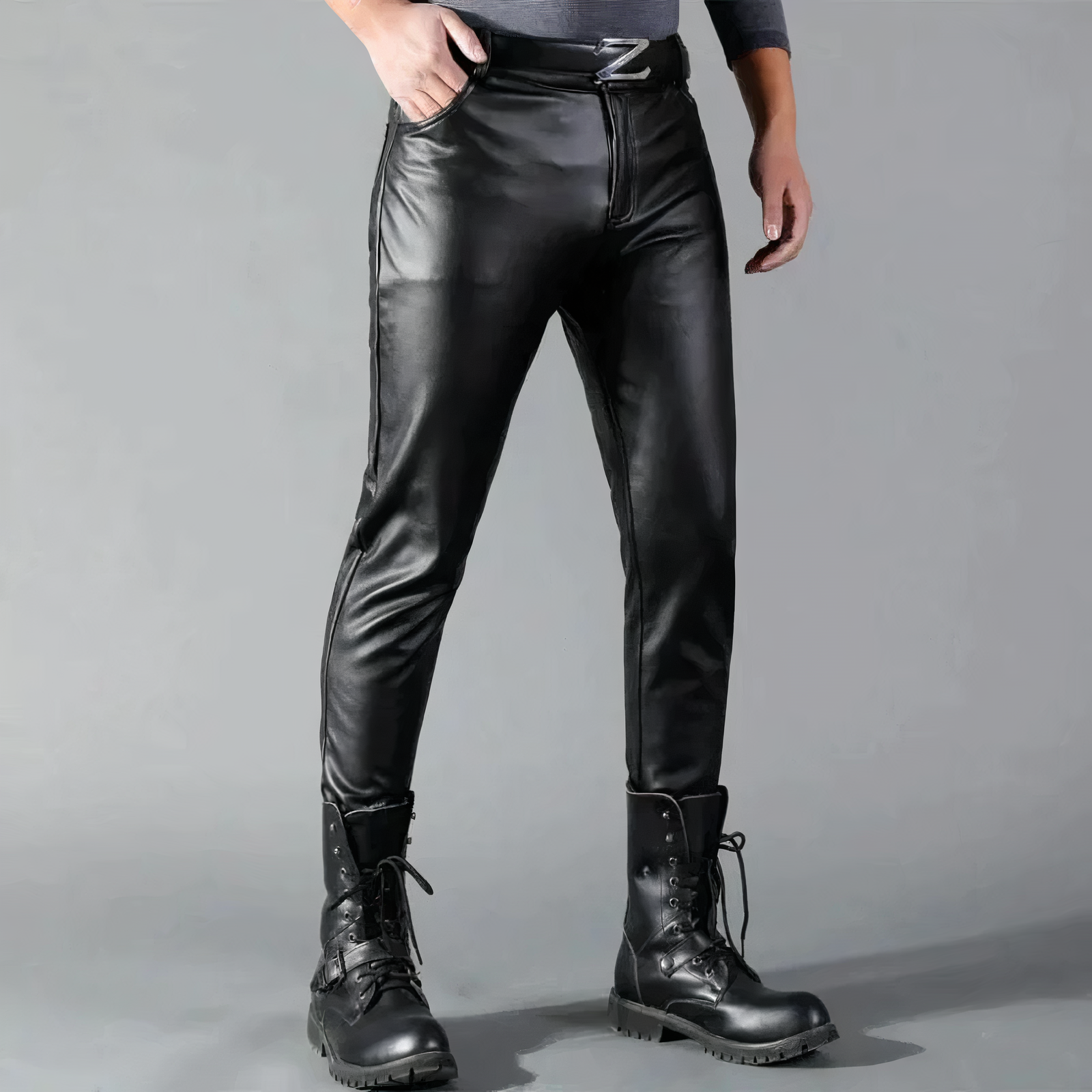 Alfonso - Pantalon en cuir noir