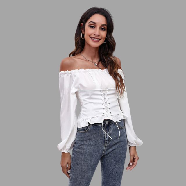 Ashley - Blouse épaules dénudées avec lacets sur le devant