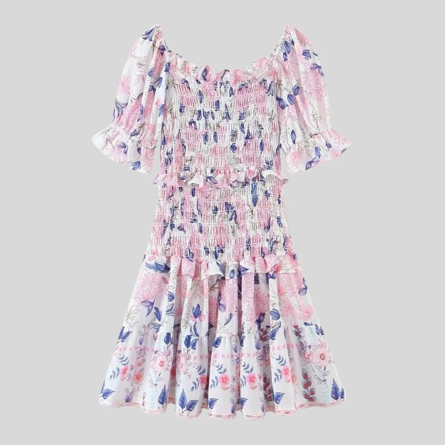 Céleste | Robe Florale avec Manches Bouffantes et Tissus de Haute Qualité pour Femmes