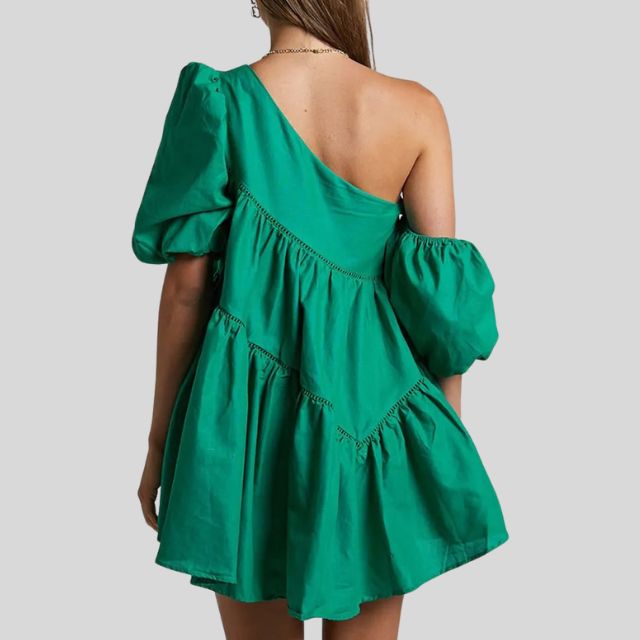 Alyssa | Mini-Robe à Une Épaule avec Détails Ruchés et Silhouette Aérée pour Femmes