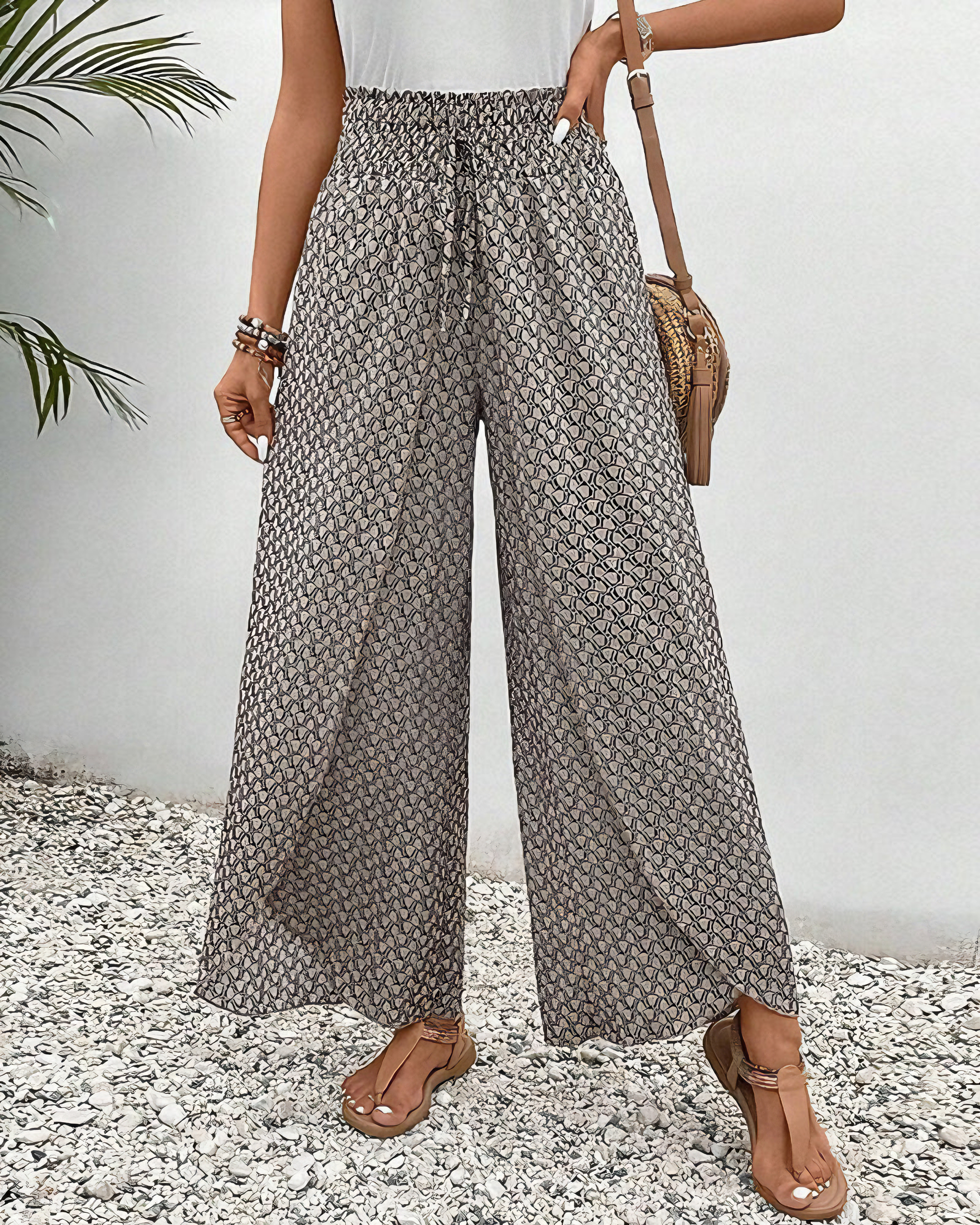 Cathy | Pantalon à motifs géométriques avec jambe évasée