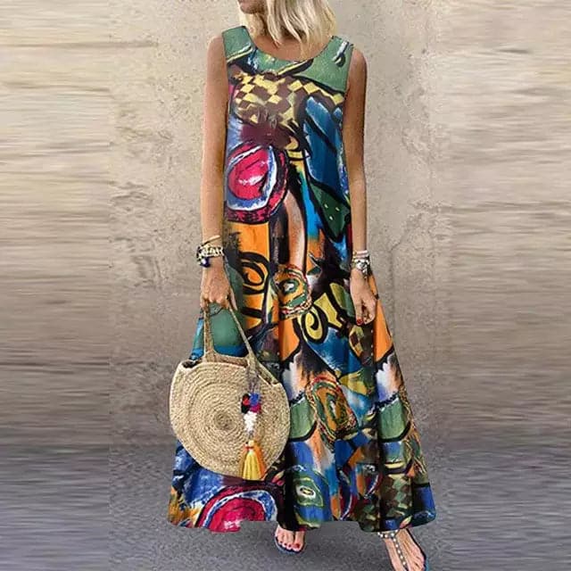 Marine - La robe sans manches colorée