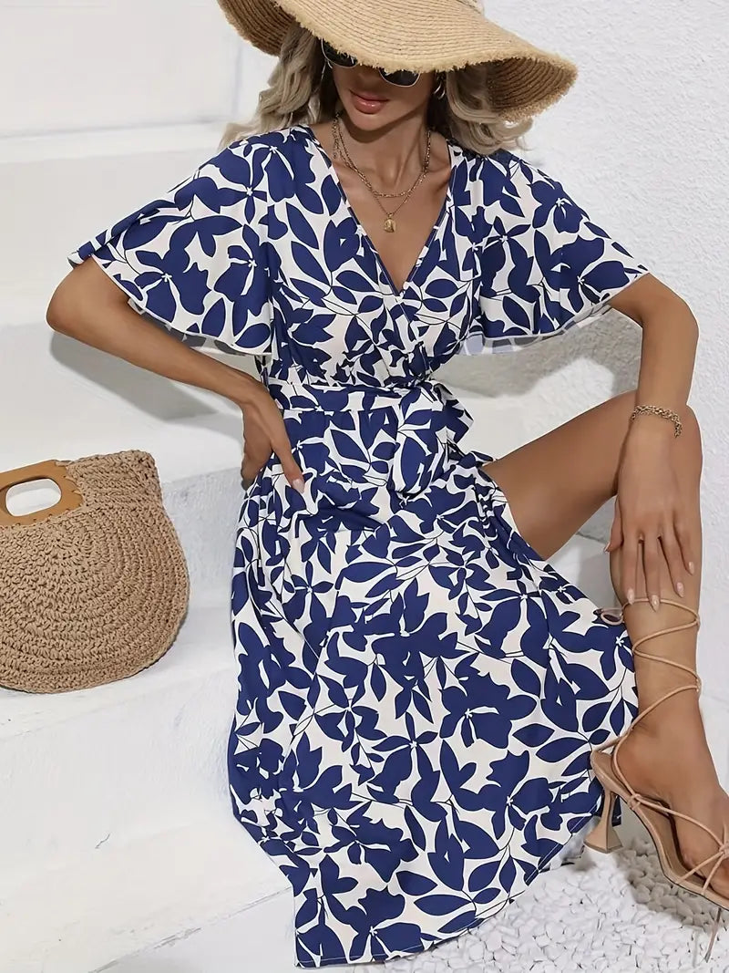 Céleste | Robe avec Imprimé Floral et Manches Ruchées pour Femmes