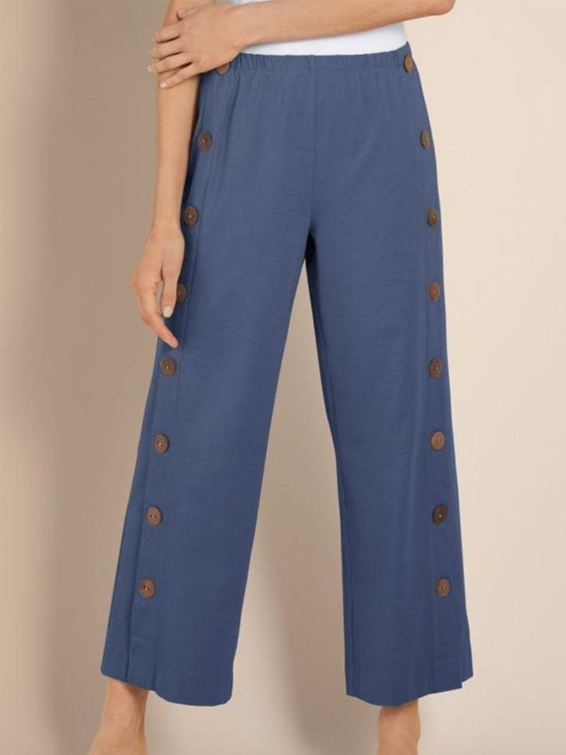 Julia - Mignon pantalon décontracté solide avec bouton