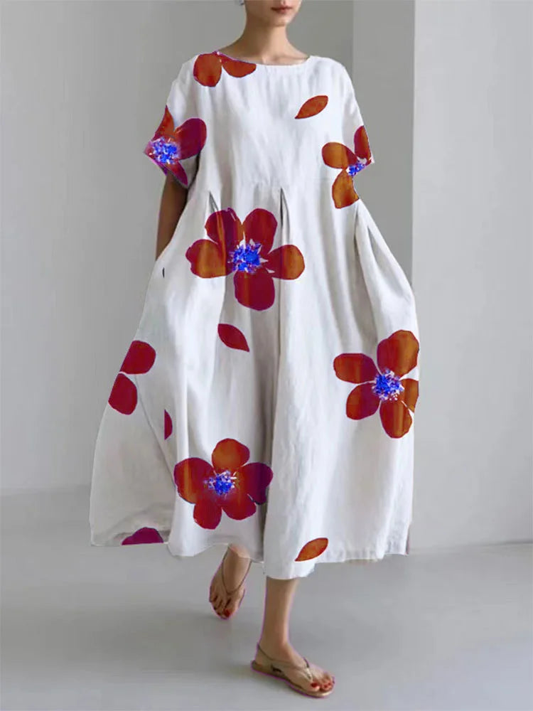 Batena | Casual Floral Robe femme col rond