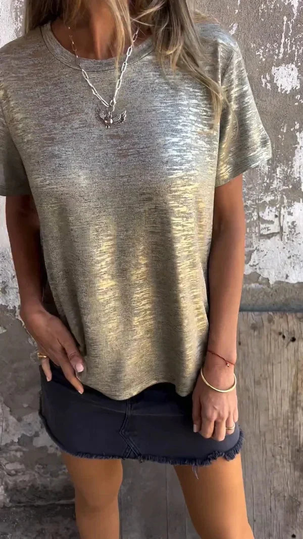 BelleRue - T-shirt à manches courtes avec feuille d'or