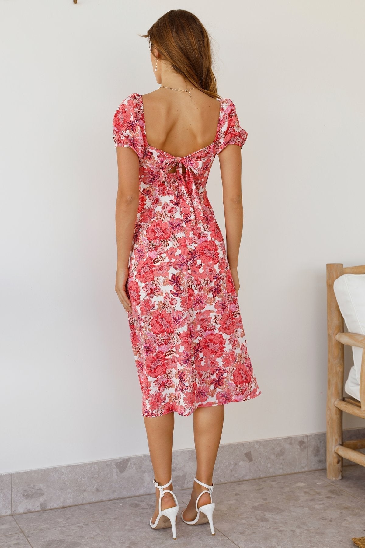 Allegra | Robe Midi avec Manches Ballon et Imprimé Floral Élégant pour Femmes