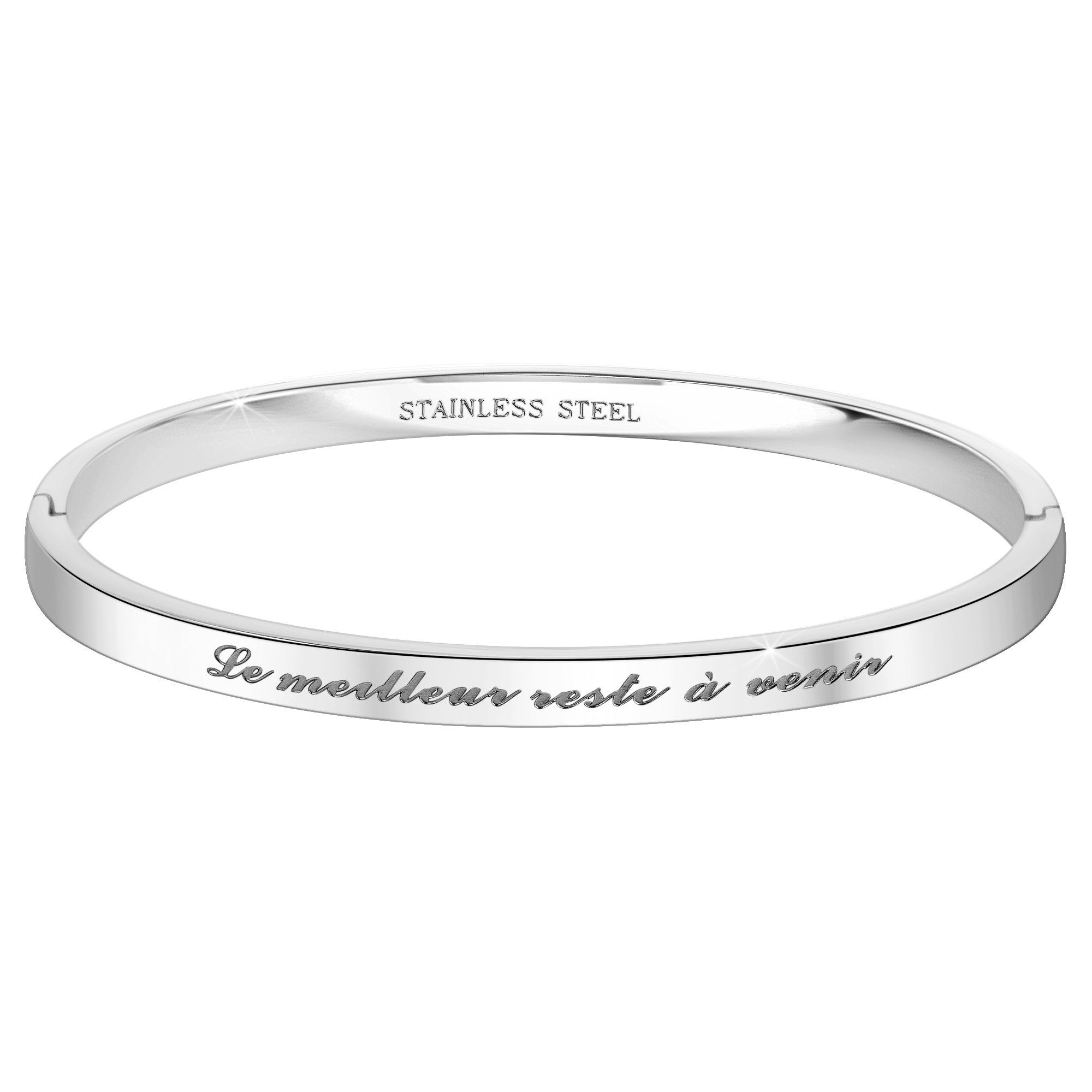 Bracelet message - Le Meilleur Reste à Venir - en acier Rhodié argenté - Livraison Offerte