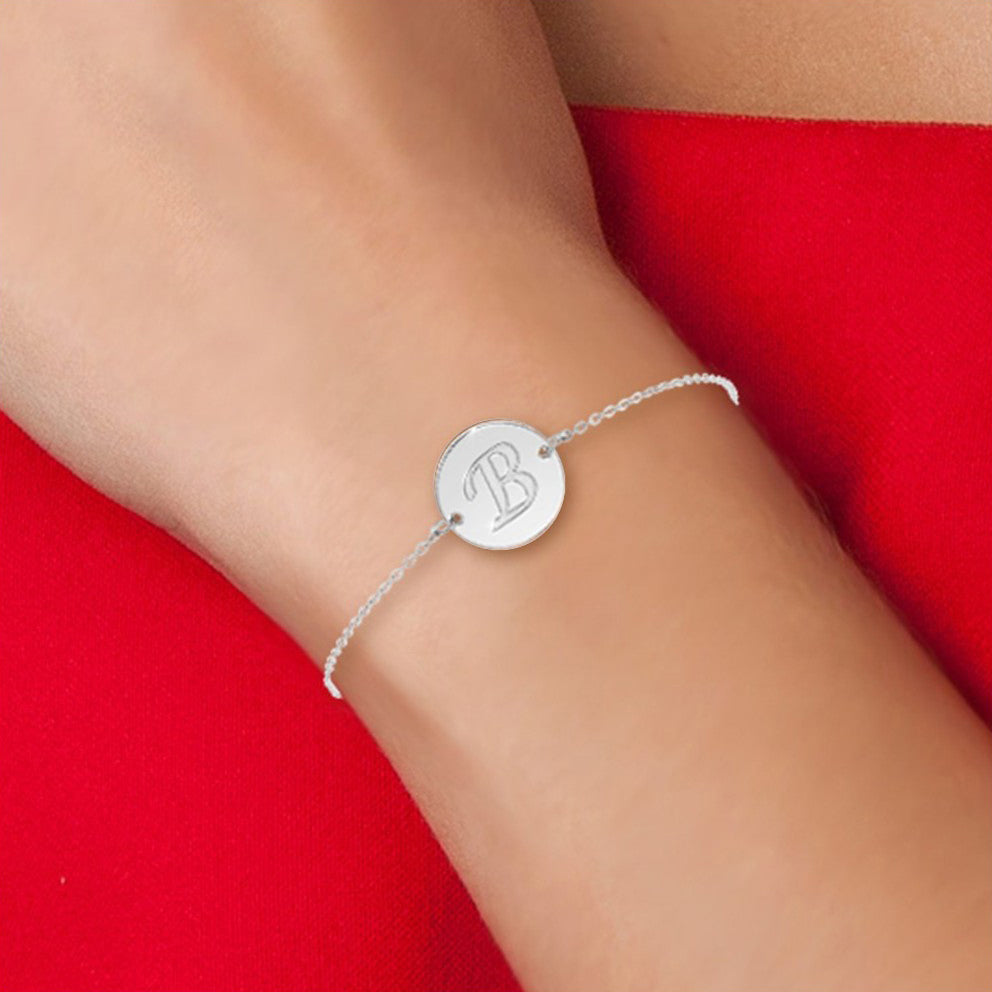 Bracelet lettre initiale en acier inoxydable - Livraison Offerte