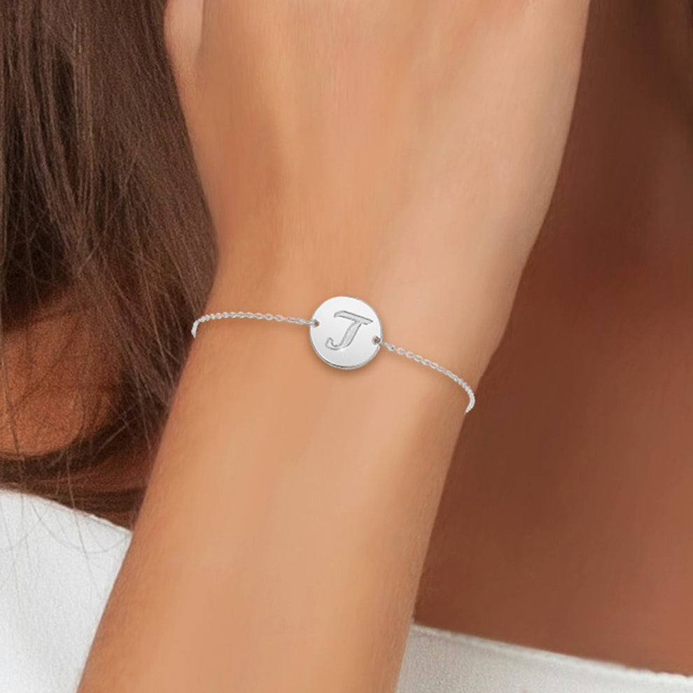 Bracelet lettre initiale en acier inoxydable - Livraison Offerte