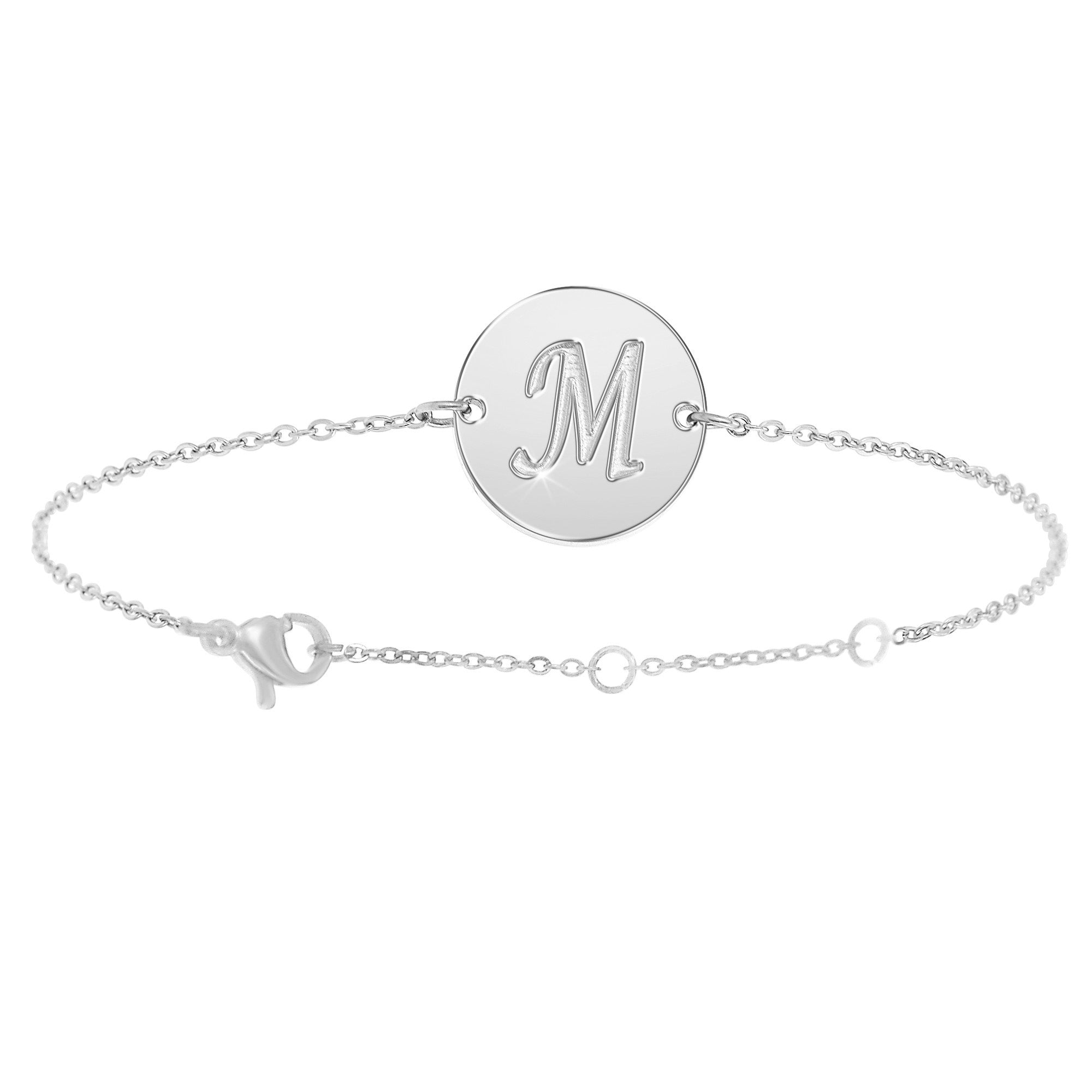 Bracelet lettre initiale en acier inoxydable - Livraison Offerte