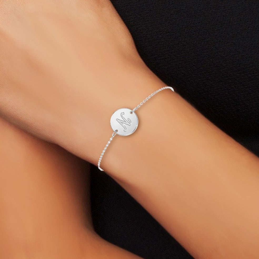 Bracelet lettre initiale en acier inoxydable - Livraison Offerte