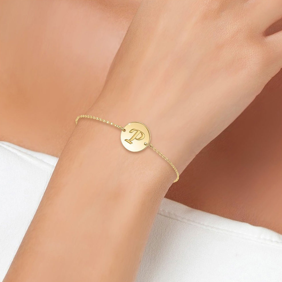 Bracelet lettre initiale en acier inoxydable - Livraison Offerte