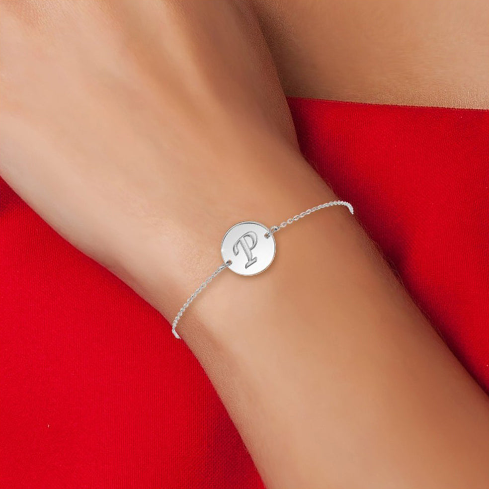 Bracelet lettre initiale en acier inoxydable - Livraison Offerte