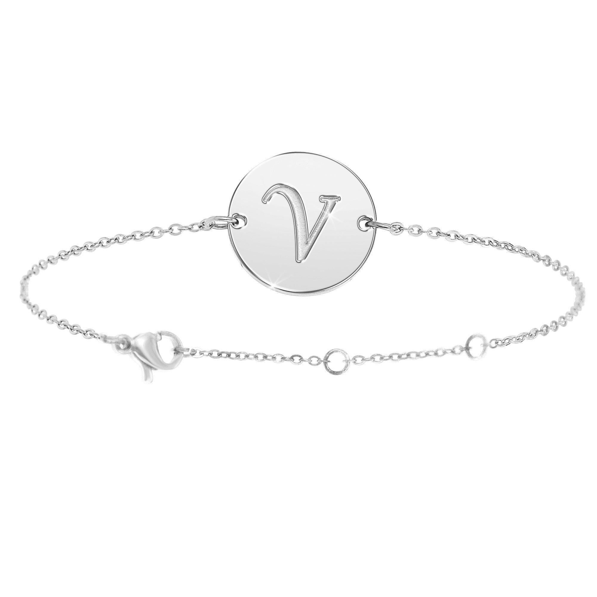 Bracelet lettre initiale en acier inoxydable - Livraison Offerte