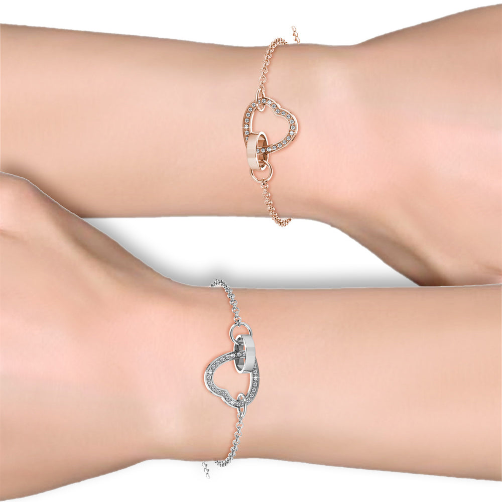 Bracelet Locked Heart en laiton orné de 26 cristaux autrichien haute qualité - Livraison Offerte