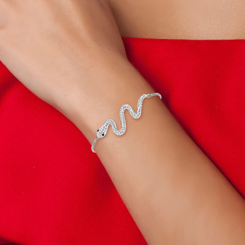 Bracelet serpent argenté en acier inoxydable - Livraison Offerte