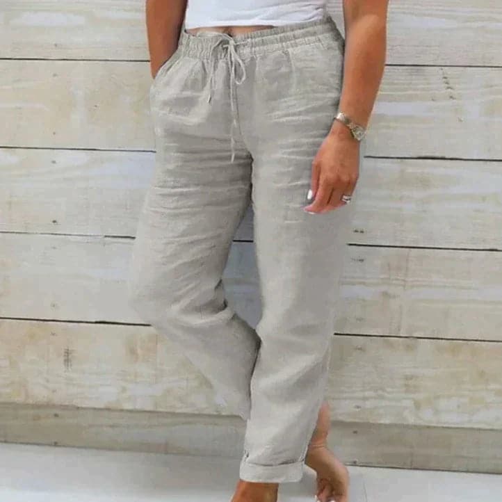 Anika - Pantalon confortable en coton avec taille élastiquée