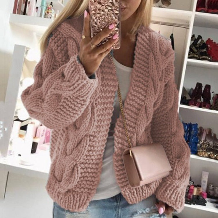 Céleste | Pull Cardigan Torsadé avec Style Vintage et V-Cou pour Femme