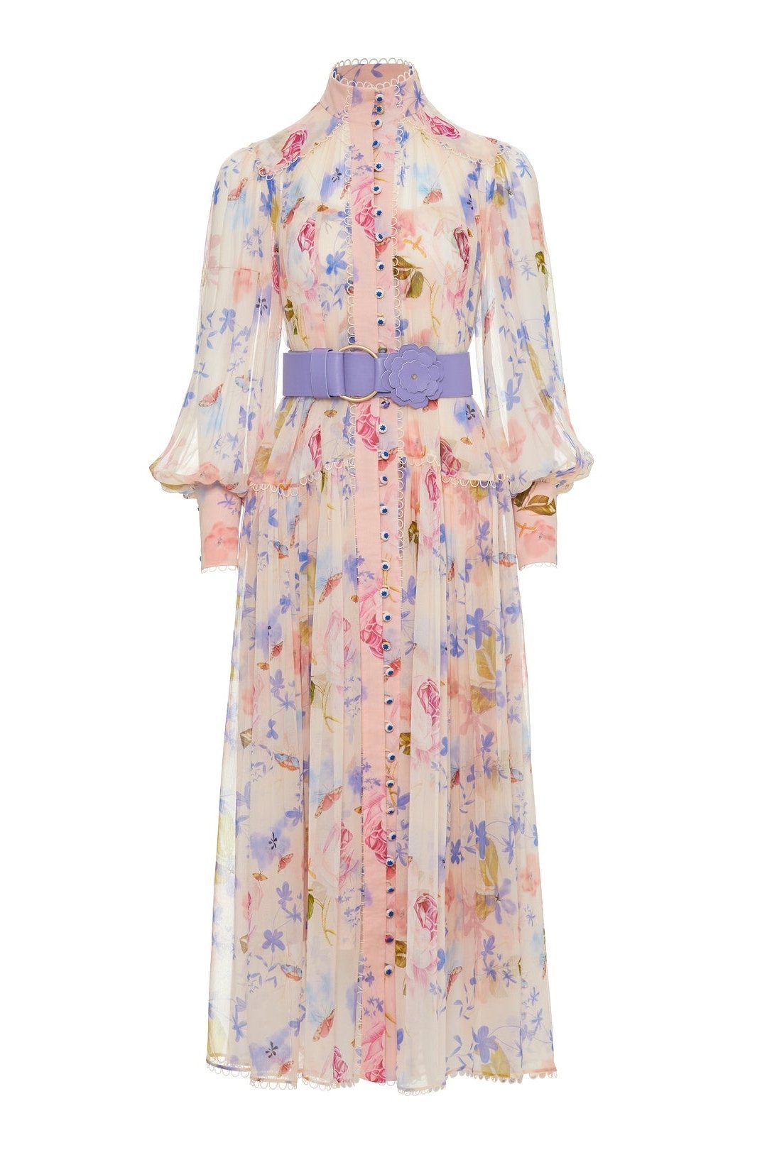 Zélie | Robe Midi en Mousseline avec Détails Floraux et Élégance pour Femmes