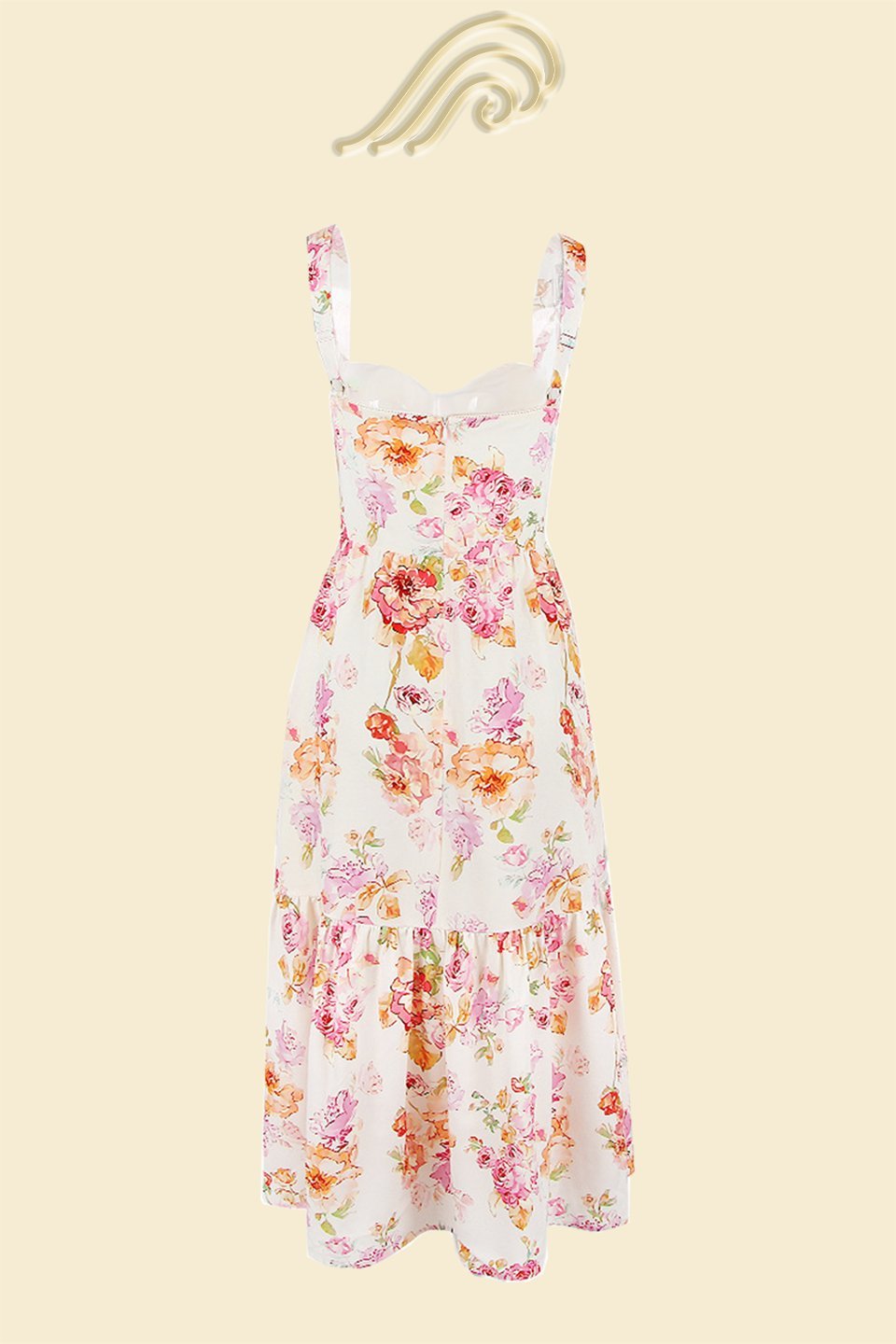 Soleil | Robe Midi Évasée avec Imprimés Floraux Élégants pour Femmes