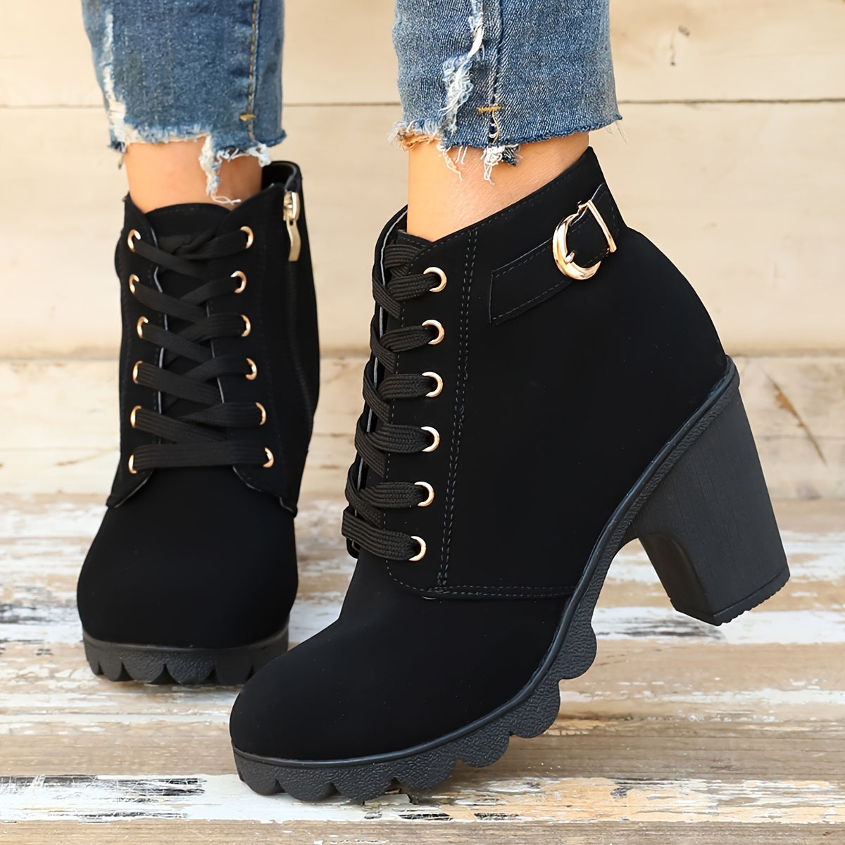 Lotte | Sleek Solid Colour Chunky Heele Boots